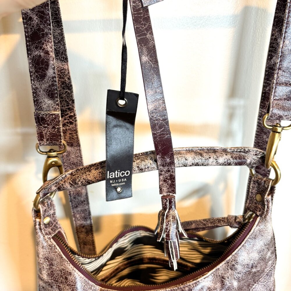 Latico Leather Convertible Tote/Backpack/Shoulder Bag Purple - Picture 5 of 7